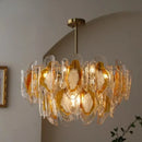 Axyaa Vintage Amber Glass Chandelier: Mid-Century American Style Light for Living Room