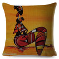 Axyaa Abstract African Woman Decorative Cotton Linen Cushion Cover