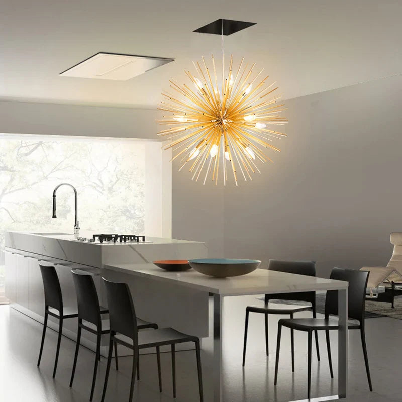 Golden Dandelion Ball Chandelier by Axyaa for Modern Nordic Style Rooms
