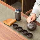 Axyaa Portable Purple Clay Kung Fu Travel Tea Set - Perfect for Outdoor Adventures