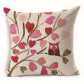 Axyaa Owl Linen Pillowcase: Office Car Sofa Living Room Decor 45x45cm