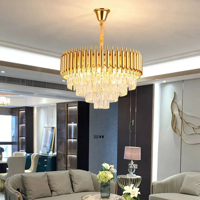 Axyaa Crystal Pendant Chandelier for Modern Luxury Living Room, Villa, Hall, Bedroom, and Dining Area