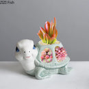 Axyaa Cartoon Turtle Ceramic Vase: Table Decoration, Plant Pot, Room Aesthetic Decor