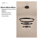 Axyaa Black LED Ring Chandelier Ceiling Light, Modern Circular Pendant for Kitchen, Living, and Dining Rooms.