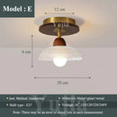 Axyaa Vintage Glass Ceiling Light Metal Wood Fixture Surface Mount Hallway Entryway Kitchen