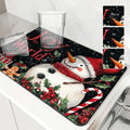 Axyaa Christmas Coffee Dish Mat Large Kitchen Absorbent Anti-slip Draining Pad