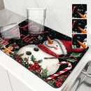 Axyaa Christmas Kitchen Dish Mat - Absorbent & Anti-Slip Large Drying Pad