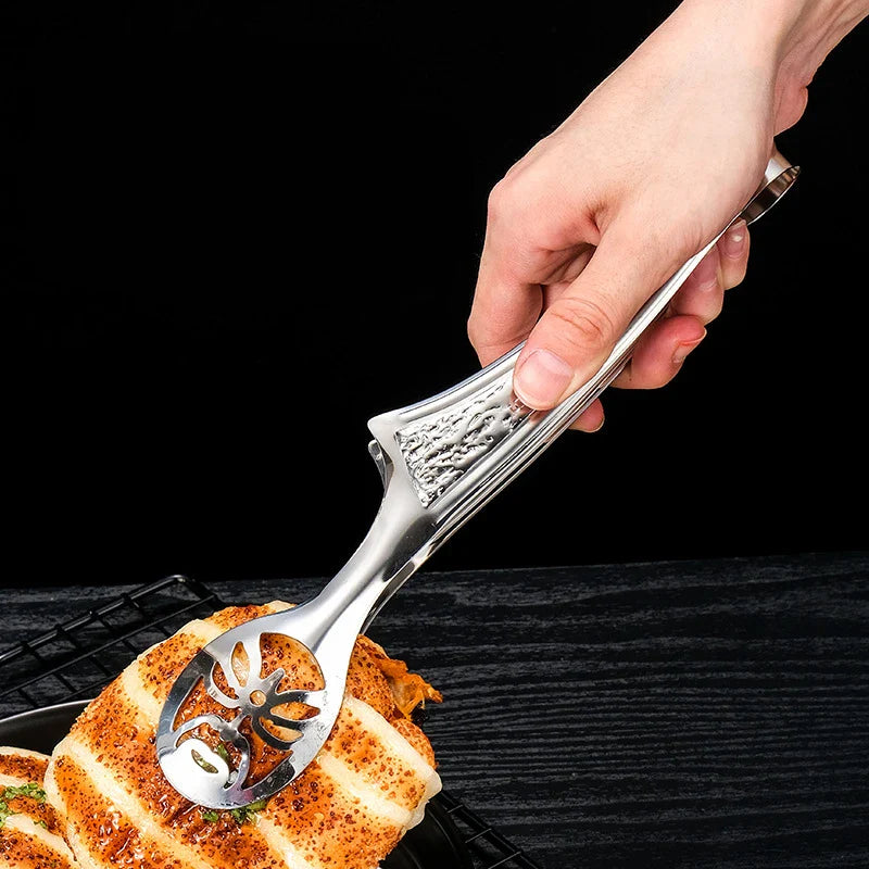 Axyaa Stainless Steel Double-Sided Food Clip - Kitchen Essential for Cooking and Grilling