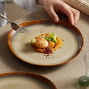 Axyaa Ceramic Plate Set: Irregular Kiln Steak Dessert Salad Snack Artistic Conception Tableware