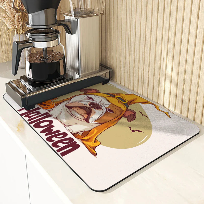 Axyaa Halloween Law Dry Coffee Mat - Absorbent Dish Placemat