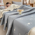 Axyaa Cotton Jacquard Wool Towel Quilt - Three-Layer Sofa Blanket