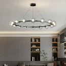 Axyaa Modern Glass Ball LED Chandelier Black/Gold Metal Pendant Light
