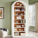 Axyaa White Arched Bookshelf with Storage Shelves, 8-Tier Open Display Shelving