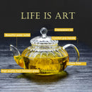 Axyaa 600ml Glass Teapot with Infuser Herbal TeaCup