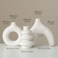 White Ceramic Geometric Vase Set for Home Decor and Centerpiece - Axyaa