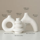 White Ceramic Geometric Vase Set for Home Decor and Centerpiece - Axyaa