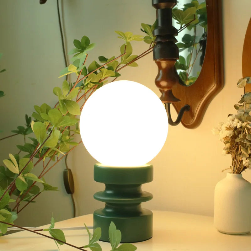 Axya Retro Orange Wood Glass Table Lamp for Bedroom Atmosphere - Korean Design