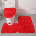 Axyaa 3 Piece White Bathroom Rugs Sets Non-Slip Bath Mats Lid Cover Contour Mat