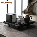 Axyaa White Wax Wood Tea Tray Zen Small Teapot Holder Elegant Tea Board