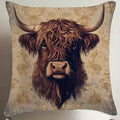Axyaa Highland Cows Floral Pattern Pillow Cover for Sofa, Bedroom, or Car