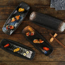 Axyaa Ceramic Rectangular Sushi Plate Folded Edge Dim Sum Tray