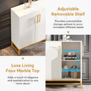 Axyaa Modern White Sideboard Buffet Cabinet with 4 Doors and Adjustable Shelves