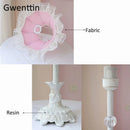Axyaa Nordic Pink Lace Fabric LED Table Lamp for Bedroom Princess Decor