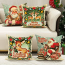 Axyaa Christmas Pillowcase: Santa Claus Fawn Pattern, Home Room Sofa Cushion Cover