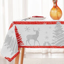 Axyaa Christmas Elk Red Flowers Rectangle Outdoor Holiday Tablecloth