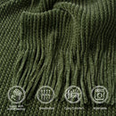 Axyaa Green Plaid Chenille Knit Throw Blanket with Tassels - Soft & Stylish Bed, Couch, Sofa Decor