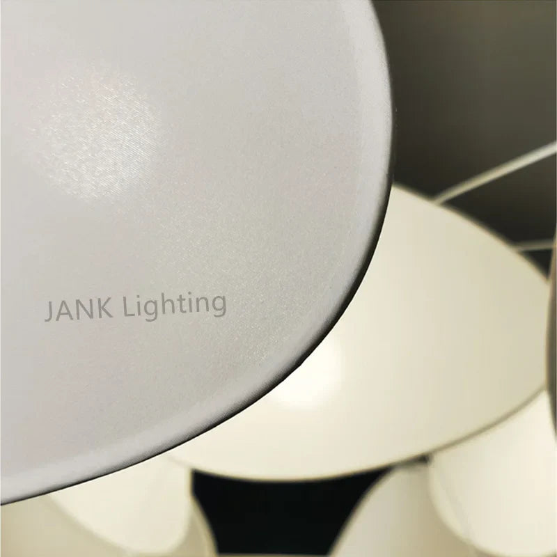 Axyaa White Fabric Screen Chandelier: Elegant Leaf Grid Suspension Lighting