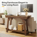 Axyaa Farmhouse 2-Tier Wood Console Table: Rustic Entryway Sofa Table