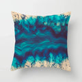 Teal Blue Flower Leaves Pattern Pillow Case for Home Decor by Axyaa