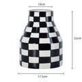 Axyaa Checkered Ceramic Tall Vase: Geometric Home Decor Flowerpot & Terrarium