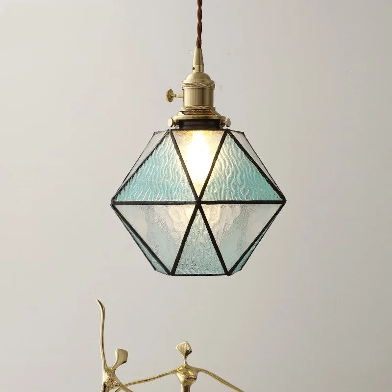 Axyaa Glass Copper LED Pendant Light for Home Decor - Nordic Style