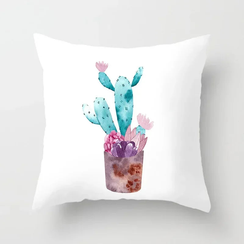 Axyaa Cactus Plants Pattern Cushion Cover Throw Pillow for Sofa Chairs