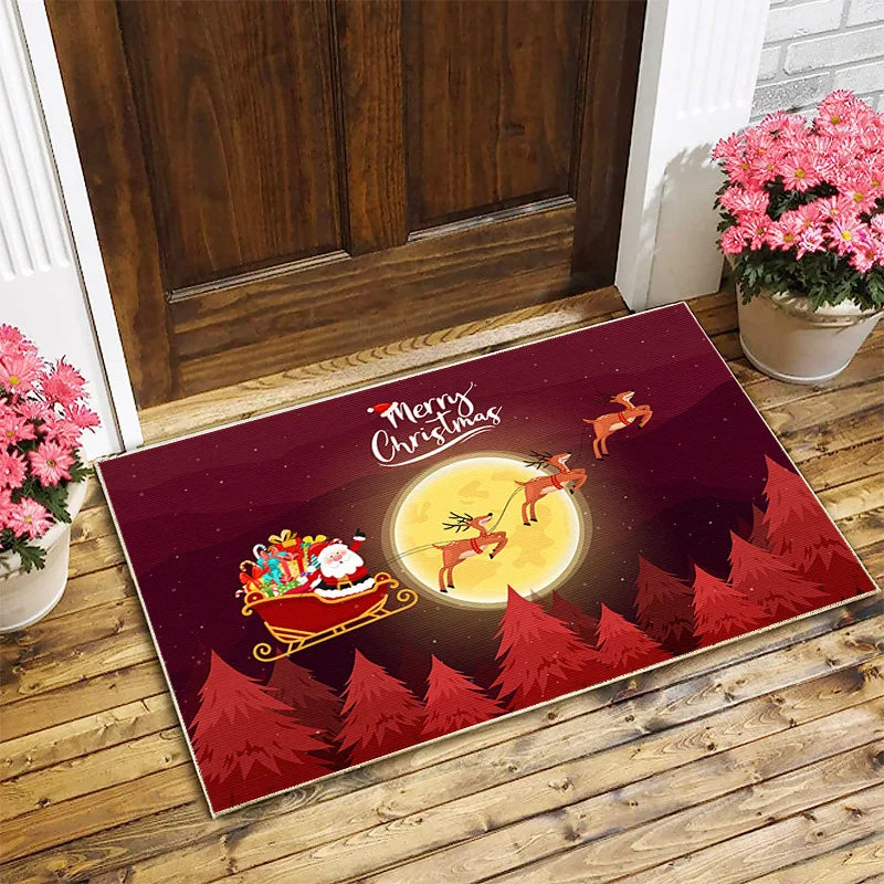 Axyaa Christmas Santa Mat: Festive Home Decoration for Kitchen and Bathroom