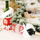 Knitted Red Sweater Christmas Bottle Bag Snowflake Xmas New Year Gift Ornaments