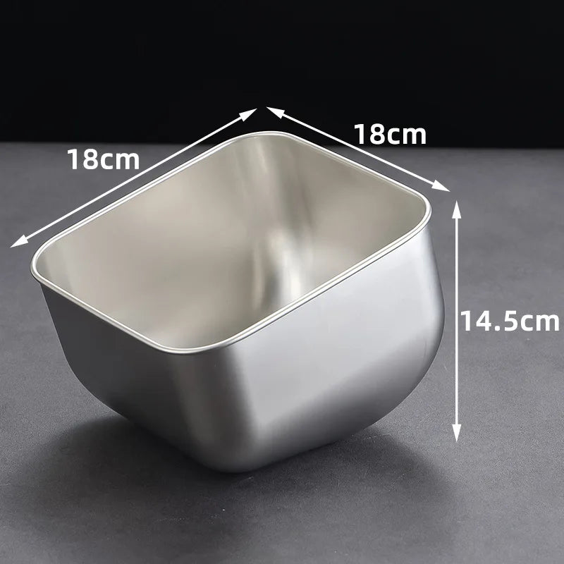 Axyaa Stainless Steel Korean BBQ Veggie Bucket Slanting Bowl, Large Capacity Kitchen Tableware