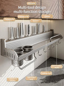 Axyaa Kitchen Storage Rack: Waterproof, Multifunctional, Wall-Mounted Seasoning & Knife Holder