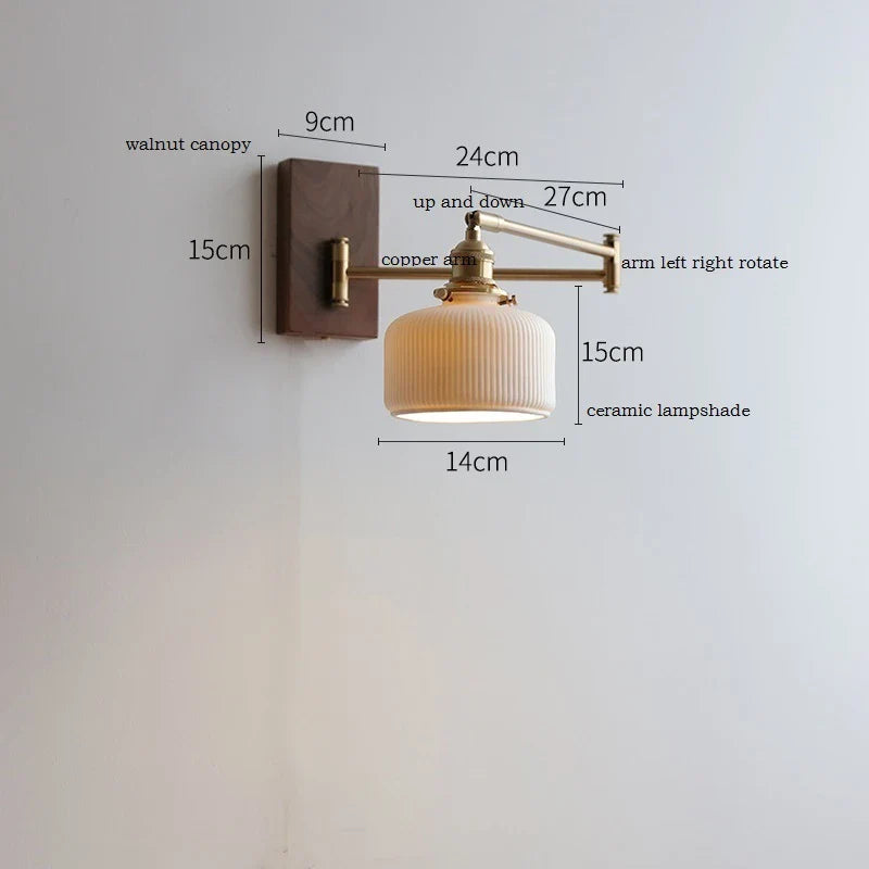 Axyaa Wood Canopy LED Wall Lamp with Pull Chain Switch