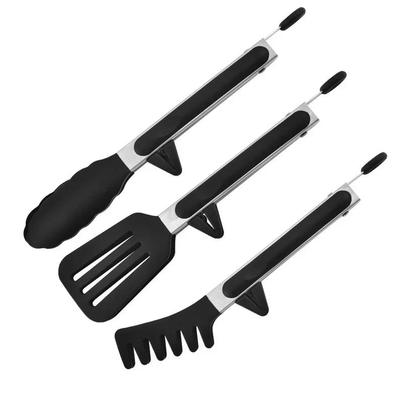 Axyaa Silicone Kitchen Tongs Set - Non-Slip Cooking Tools for Barbecue, Salad, and More