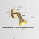 Axyaa Nordic LED Walnut Wall Lamp with Pull Chain Switch