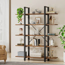 Axyaa 5-Tier Vintage Industrial Bookshelf, 72"H x 47"L, Retro Brown