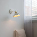 Axyaa White Ceramic LED Wall Light with Copper Arm Socket, Modern Bedroom Living Room Lamp