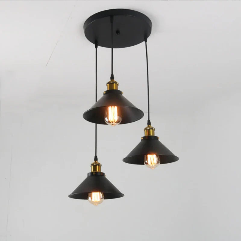 Axyaa Black Iron Small Umbrella Chandelier Set for Modern Industrial Retro Style