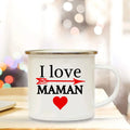 AXYAA Best Mom French Print Enamel Coffee Mug - Home Drinkware Gift