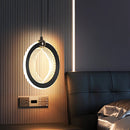 Axyaa Crystal LED Pendant Lamp: Minimalist Black Frame, Round Design