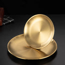 Axyaa Stainless Steel Buffet Plates - Korean Style Durable Shallow Dishes