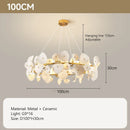 Axyaa Ceramic Chandelier: Elegant Lotus Leaf Design, Creamy Finish, Luxury Lighting for Home & Restaurant